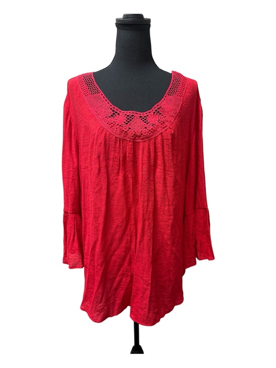 C Est. 1946 Tops - Est 1946 Red Crochet Lace Peasant Top 22/24 Boho Flowy Plus Size Blouse